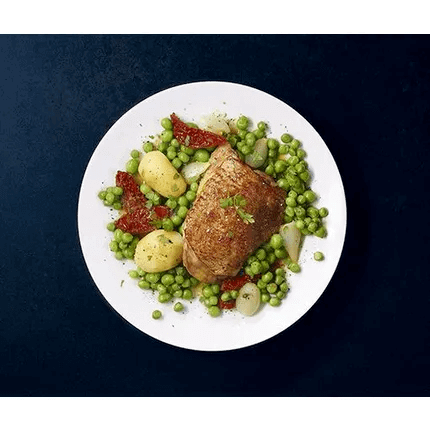 Plat préparé : Le poulet fermier cuisiné aux légumes printaniers - Comtesse  du Barry - Strasbourg 